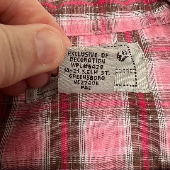 Wrancher by Wrangler Pink Plaid Short Sleeve Button Up Shirt size XXL - Picture 4 of 7